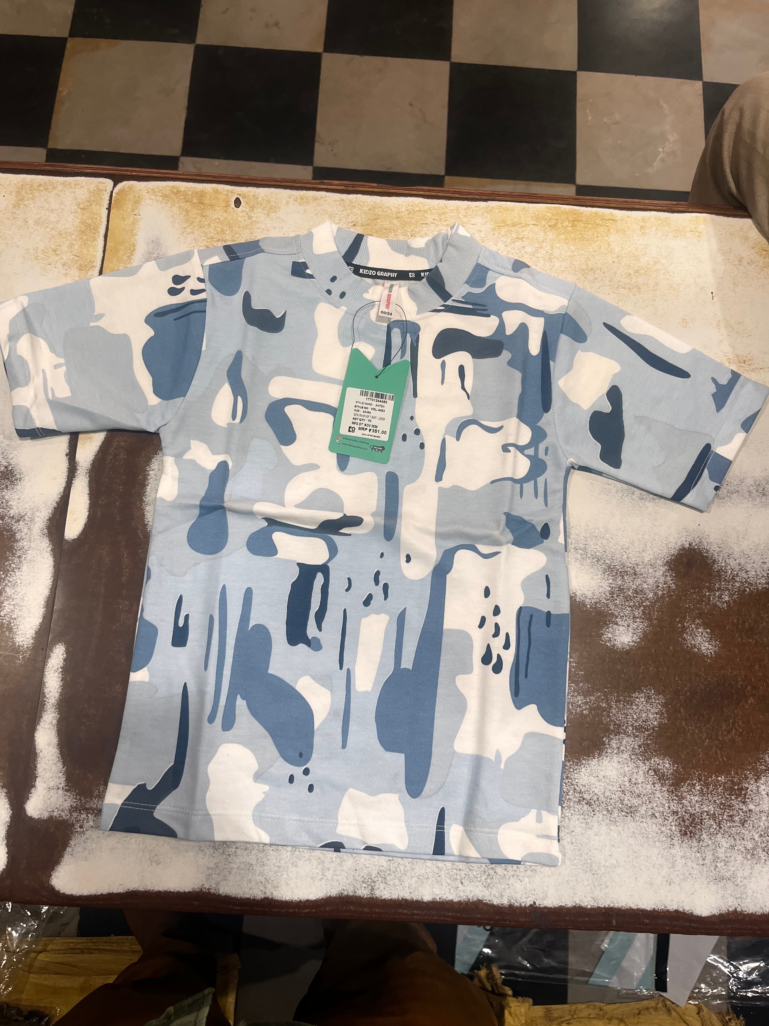 Boys Blue Camo Cotton T-Shirt — back
