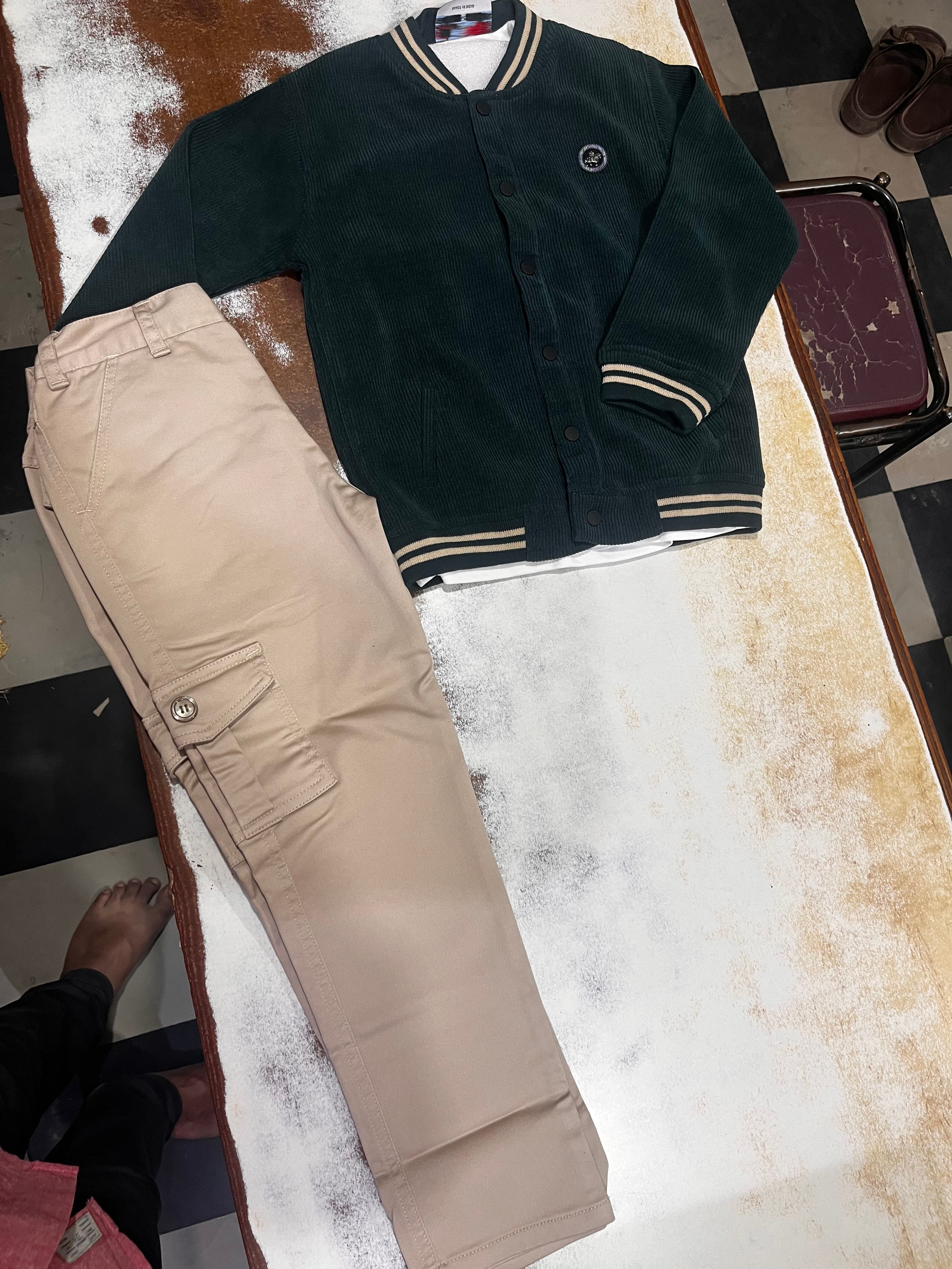 Green Bomber jacket with T-shirt set thumbnail 2