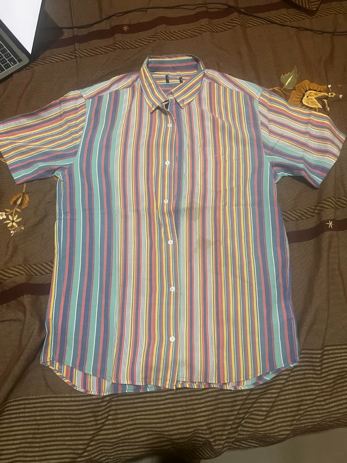 men colour stripe Cotton shirt — back