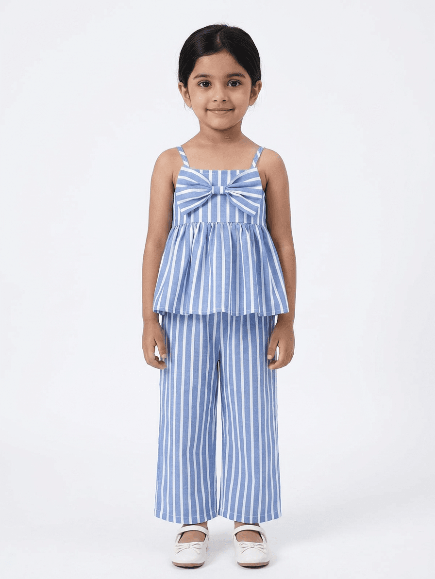 Girls Blue and white stripe Co-ord set