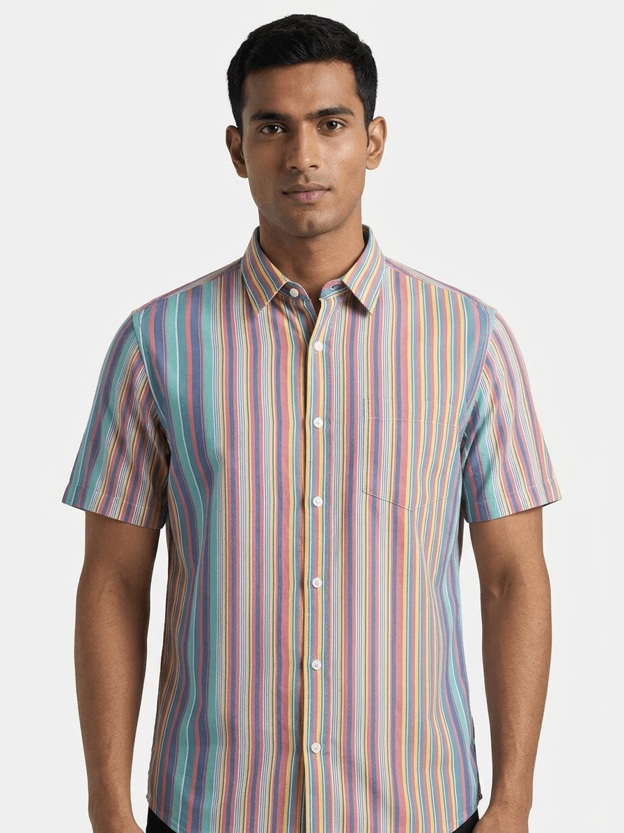 men colour stripe Cotton shirt
